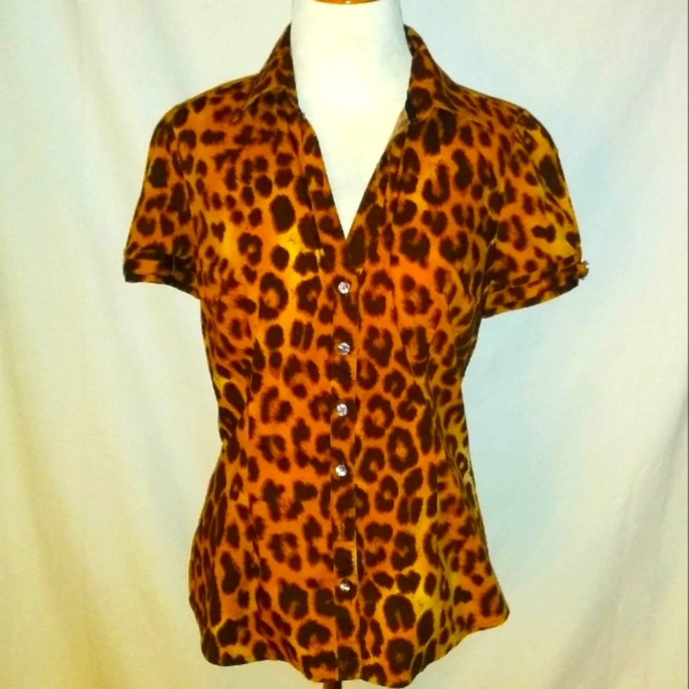 Express Cheetah Dress Shirt, (M)